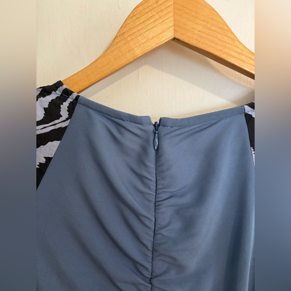 GANNI x AHLUWALIA Ruched Patchwork Cotton Poplin Mesh Midi Dress Size 38 (6) - Picture 11 of 12